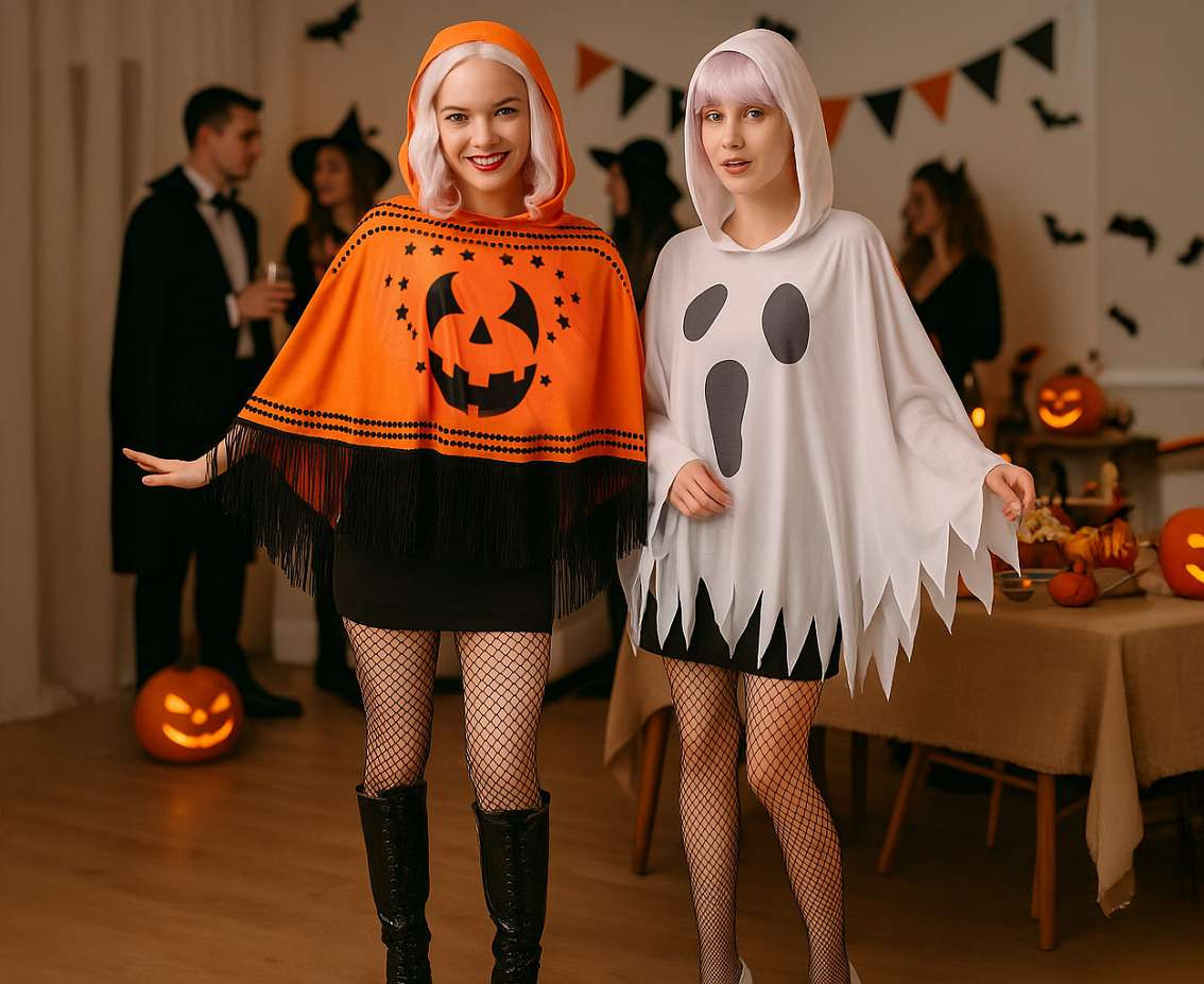 Poncho for adult Ghost, size S
